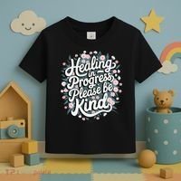 Healing In Progress Please Be Kind Floral Positive Toddler T-Shirt thumb 3