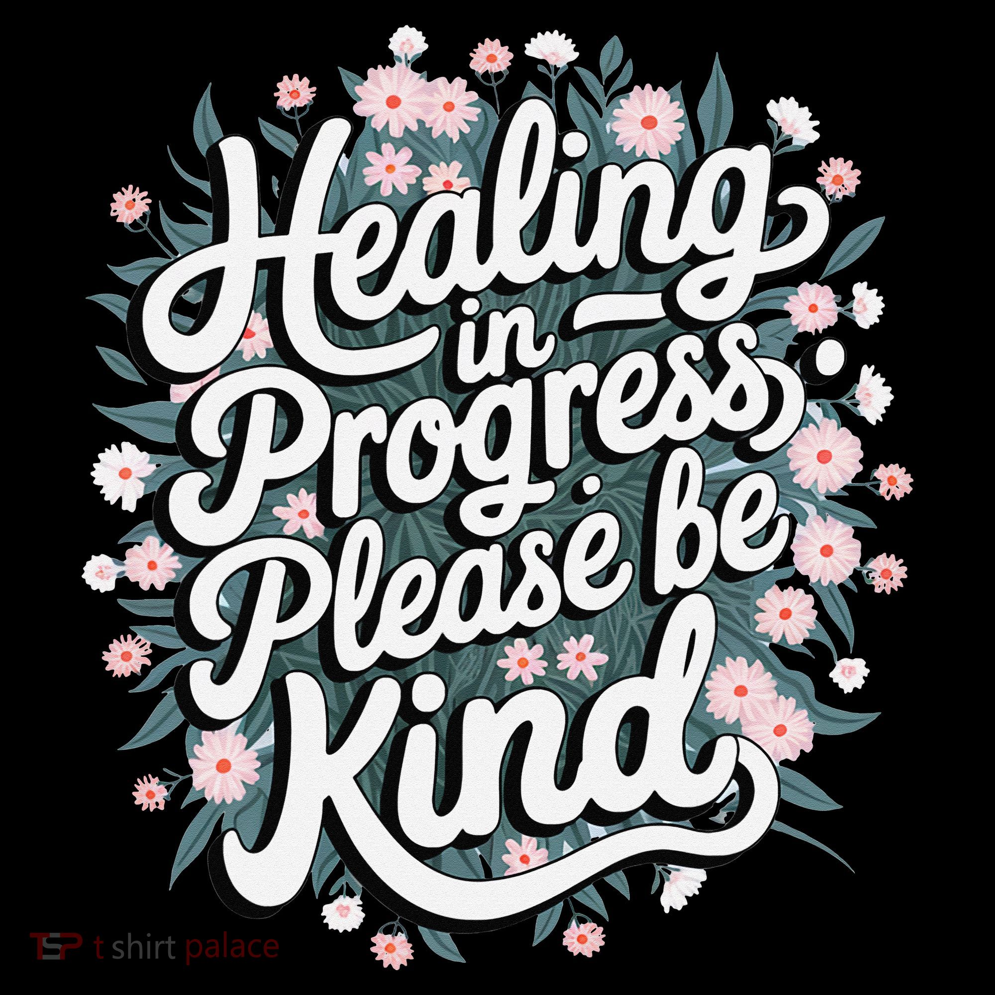 Healing In Progress Please Be Kind Floral Positive Kids Long Sleeve Shirt