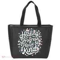 Healing In Progress Please Be Kind Floral Positive Tote Bag thumb 0