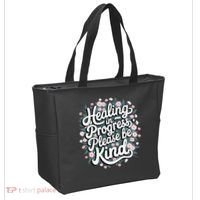 Healing In Progress Please Be Kind Floral Positive Tote Bag thumb 2