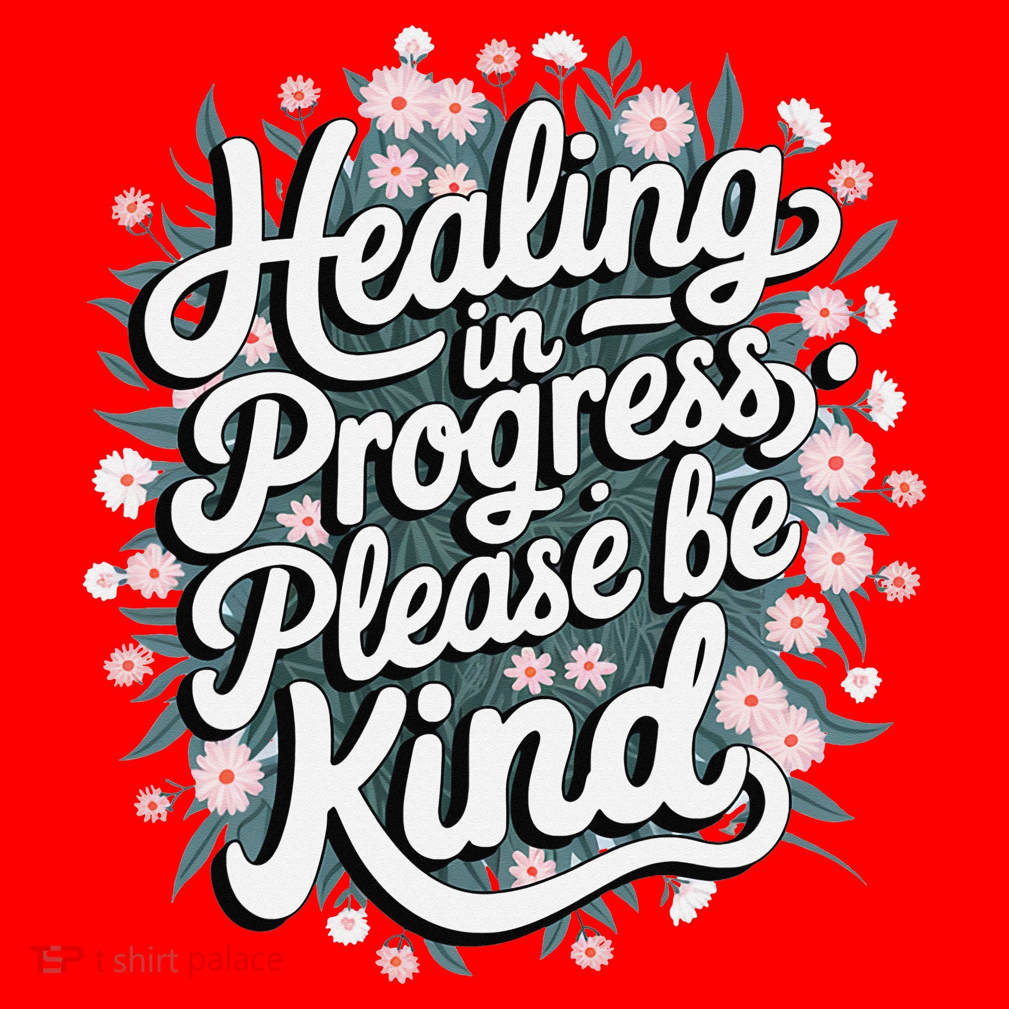 Healing In Progress Please Be Kind Floral Positive Santa Hat