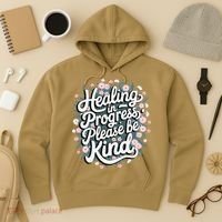 Healing In Progress Please Be Kind Floral Positive Hoodie thumb 3
