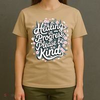 Healing In Progress Please Be Kind Floral Positive T-Shirt thumb 4
