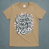Healing In Progress Please Be Kind Floral Positive T-Shirt thumb 5