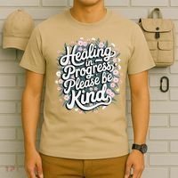 Healing In Progress Please Be Kind Floral Positive T-Shirt thumb 6