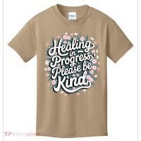 Healing In Progress Please Be Kind Floral Positive Kids T-Shirt thumb 0