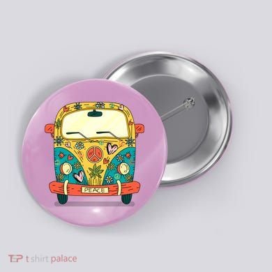 Hippe Peace Van Button