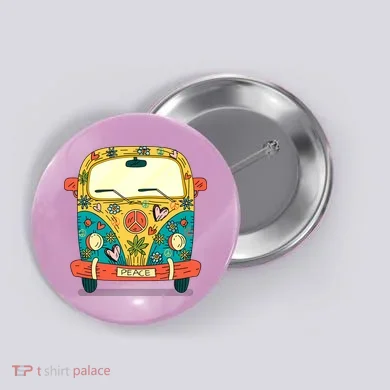 Hippe Peace Van Button
