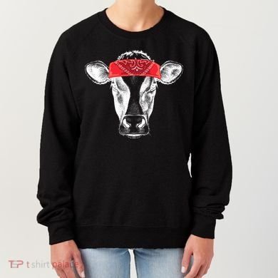 Hippie Cow Red Bandanna  Women's Sweatshirt