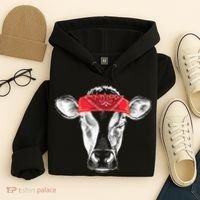 Hippie Cow Red Bandanna  Hoodie thumb 4