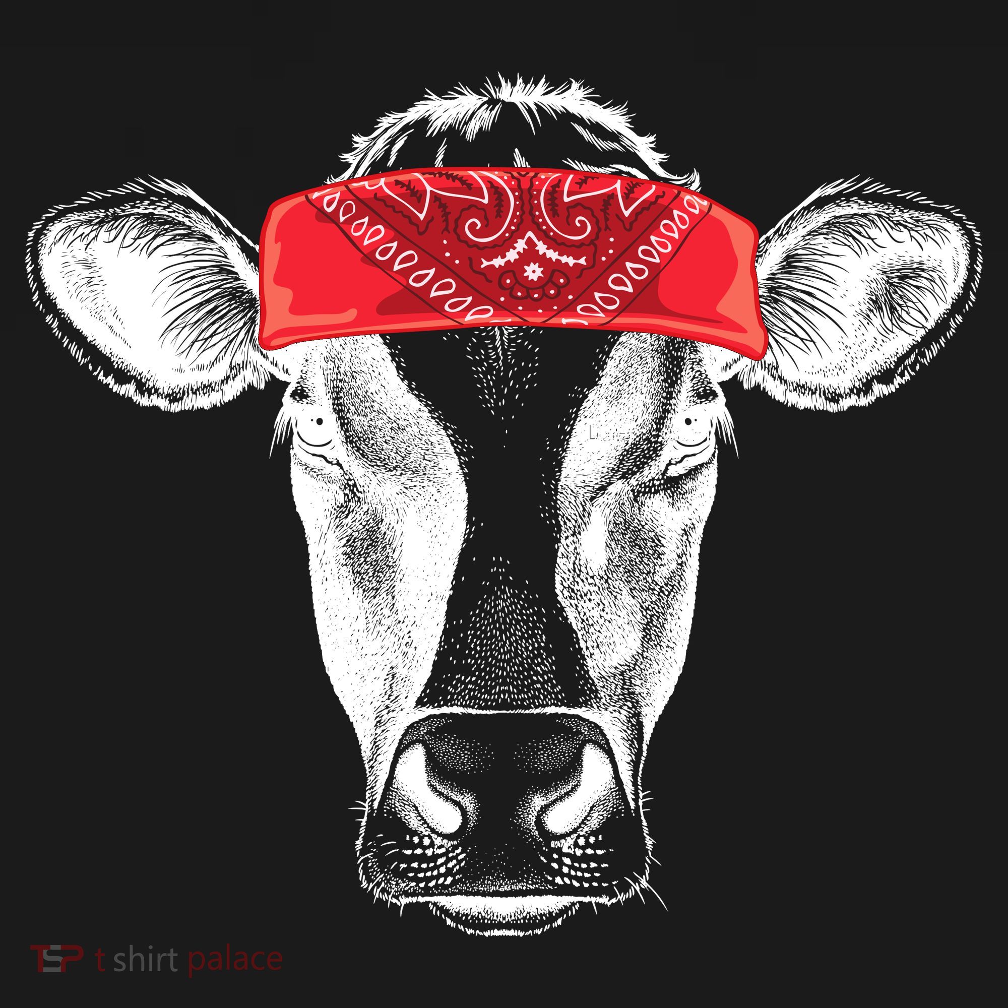 Hippie Cow Red Bandanna  Hoodie