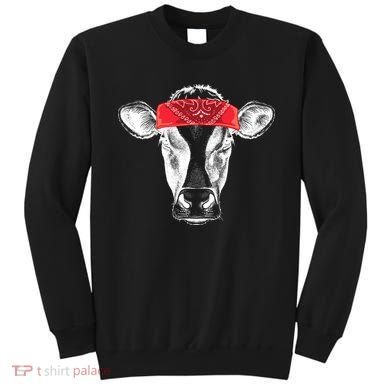 Hippie Cow Red Bandanna  Sweatshirt