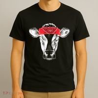 Hippie Cow Red Bandanna  T-Shirt thumb 3