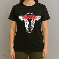 Hippie Cow Red Bandanna  T-Shirt thumb 4