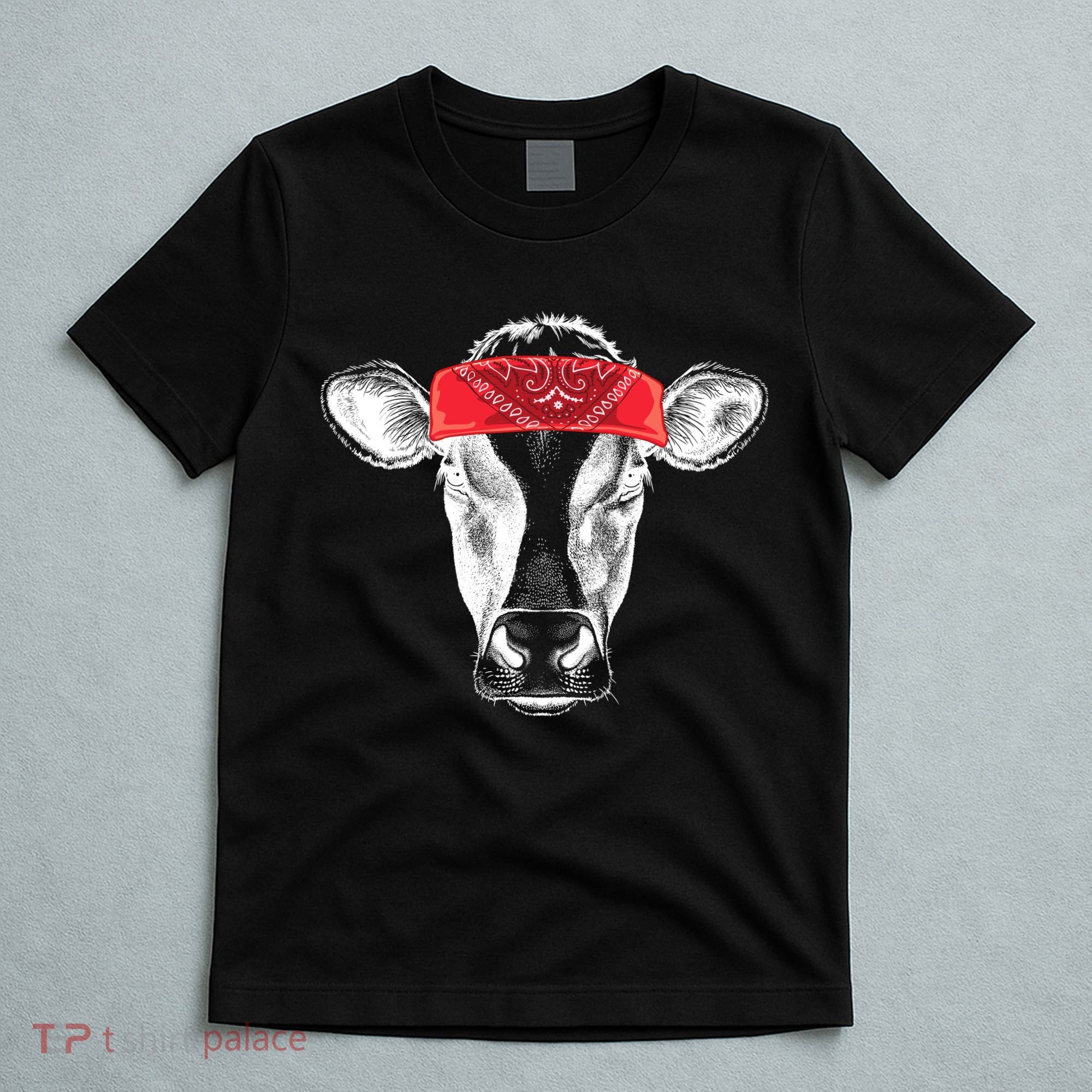 Hippie Cow Red Bandanna  T-Shirt