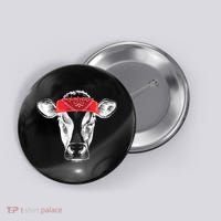 Hippie Cow Red Bandanna  Button thumb 0