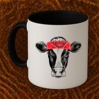 Hippie Cow Red Bandanna  Coffee Mug thumb 2