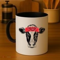 Hippie Cow Red Bandanna  Coffee Mug thumb 4