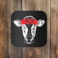 Hippie Cow Red Bandanna  Coaster thumb 0