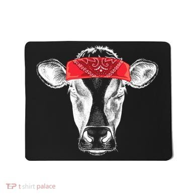 Hippie Cow Red Bandanna  Mousepad