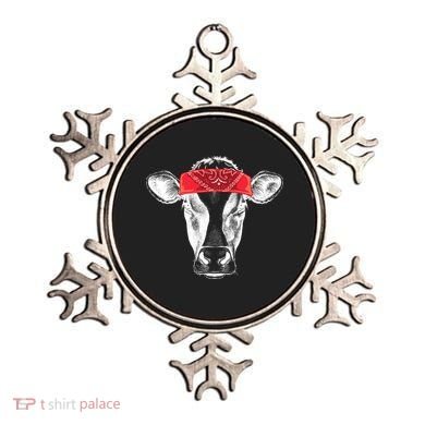 Hippie Cow Red Bandanna  Ornament