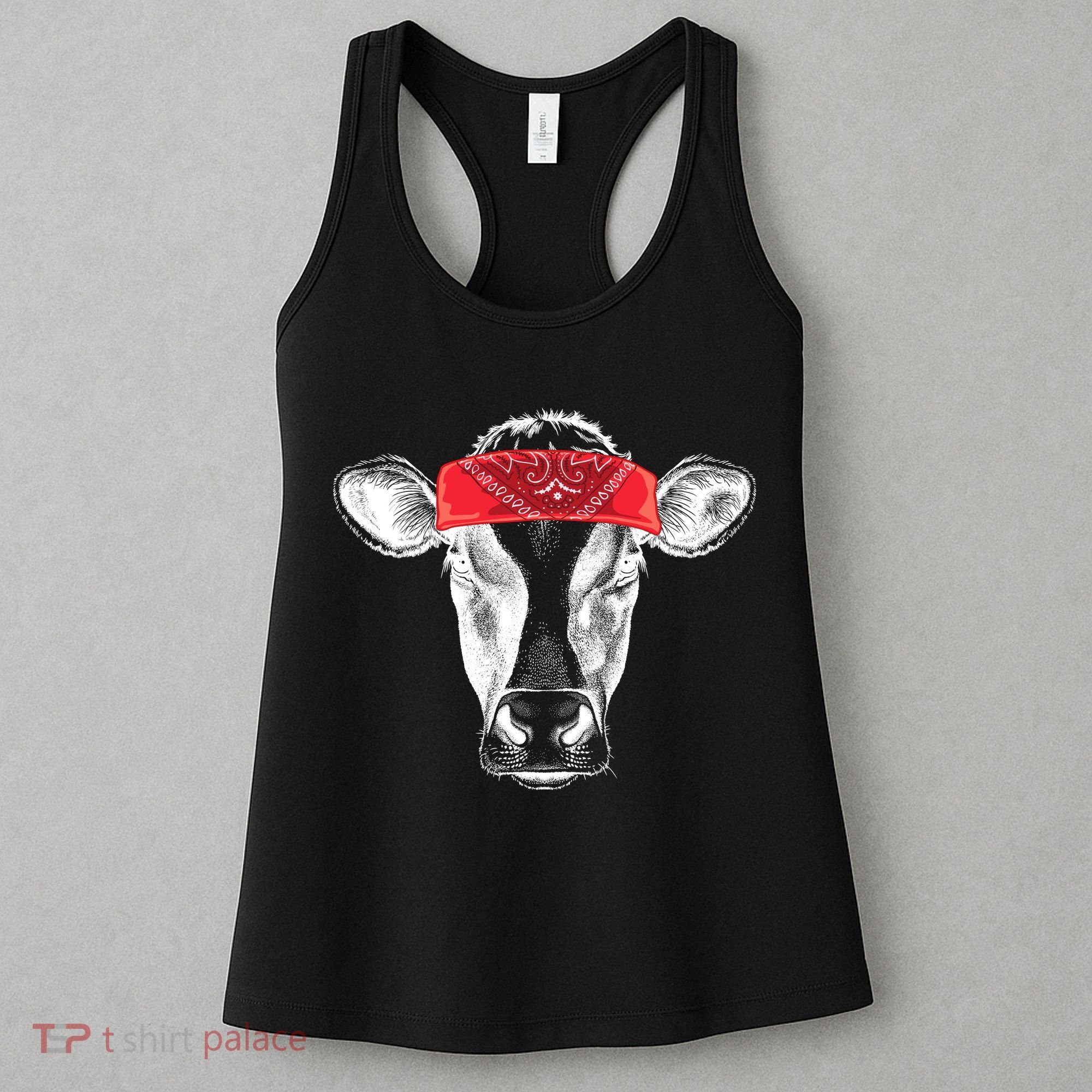 Hippie Cow Red Bandanna  Women's Tank Top