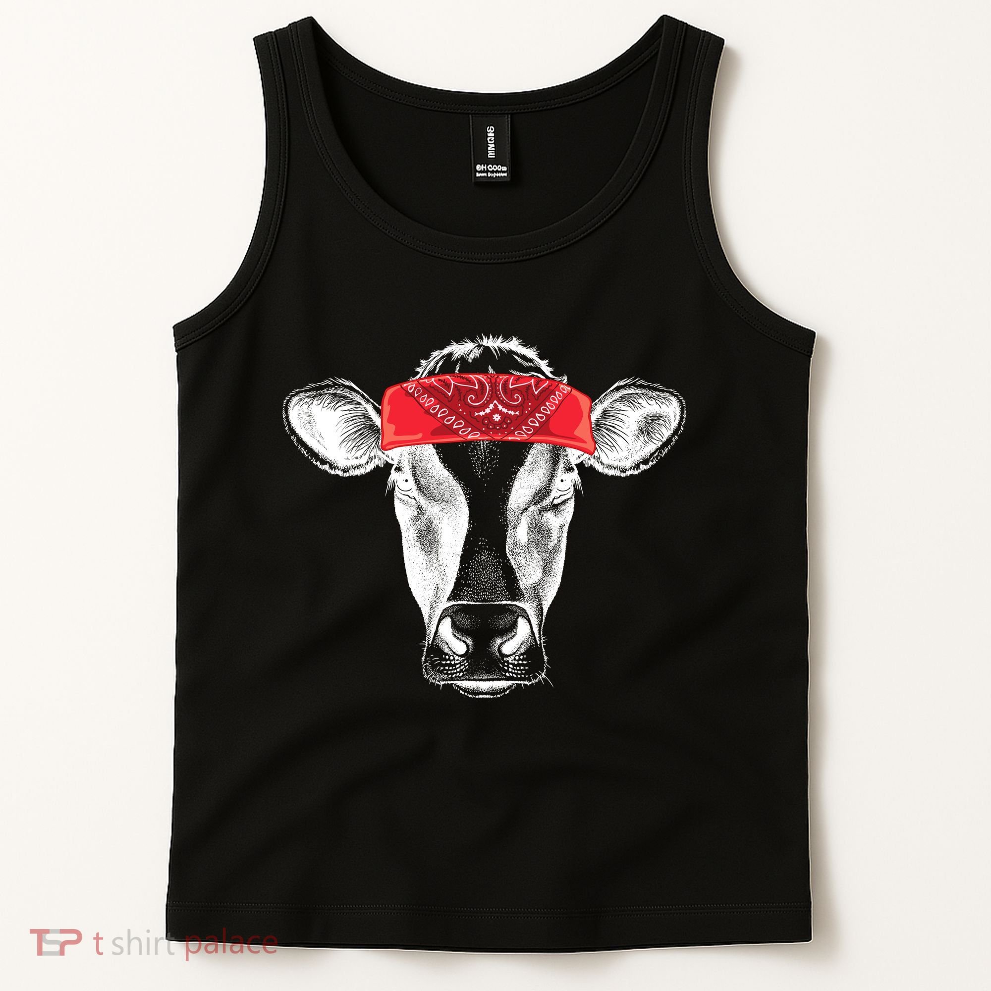 Hippie Cow Red Bandanna  Tank Top