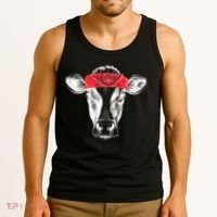 Hippie Cow Red Bandanna  Tank Top thumb 3