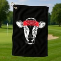Hippie Cow Red Bandanna  Golf Towel thumb 1