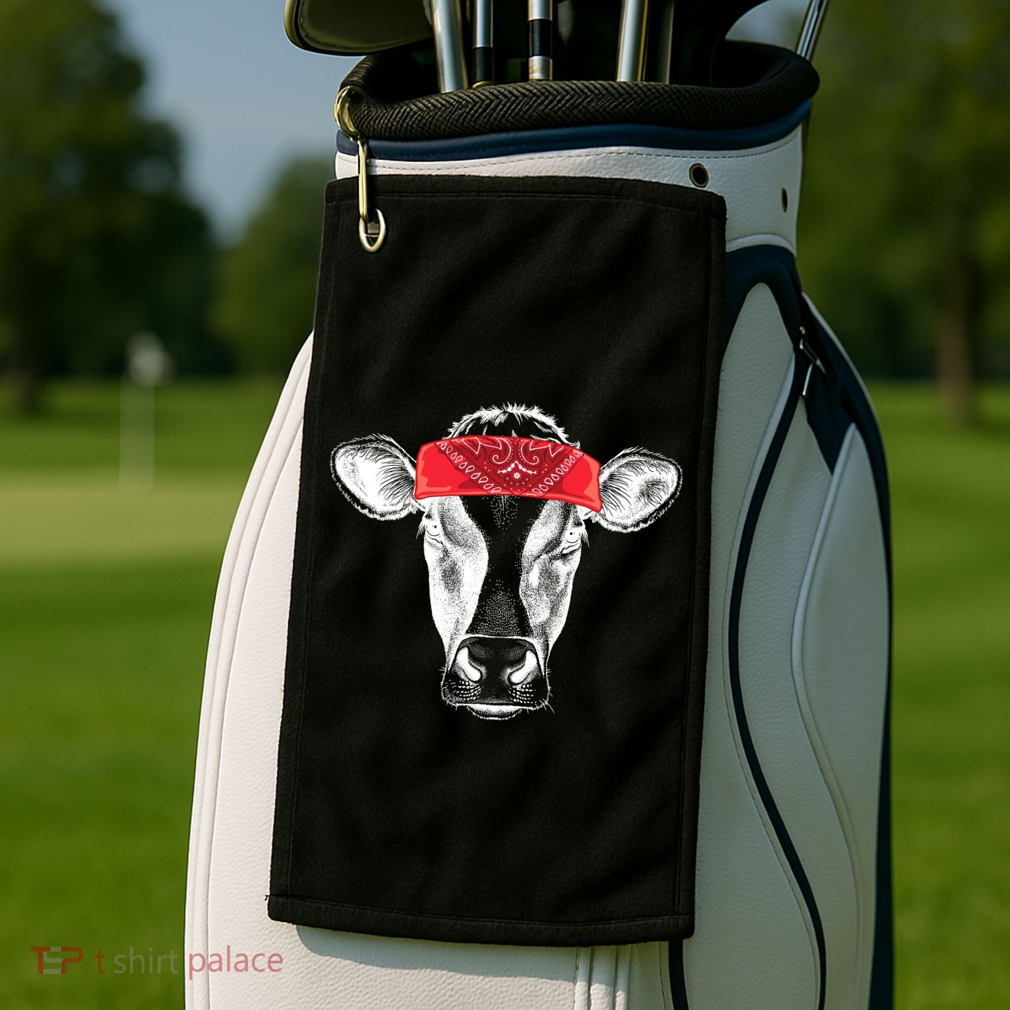 Hippie Cow Red Bandanna  Golf Towel