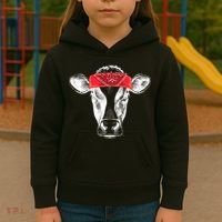 Hippie Cow Red Bandanna  Kids Hoodie thumb 3