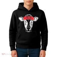 Hippie Cow Red Bandanna  Kids Hoodie thumb 4