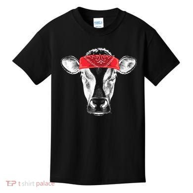 Hippie Cow Red Bandanna  Kids T-Shirt