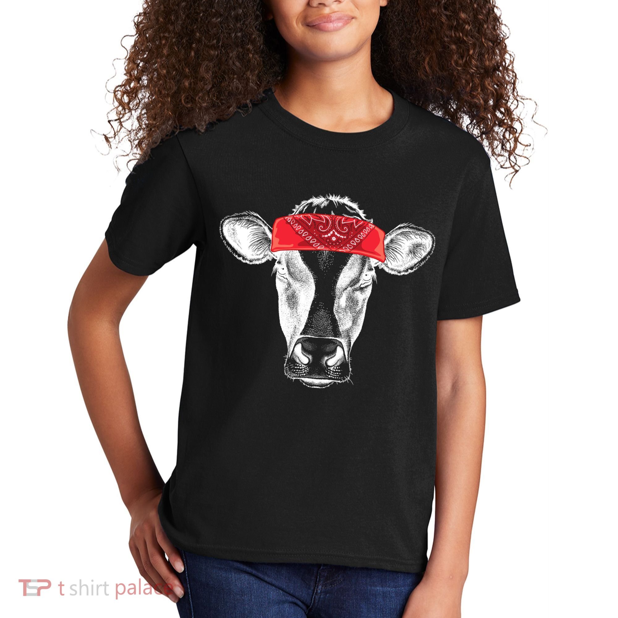 Hippie Cow Red Bandanna  Kids T-Shirt