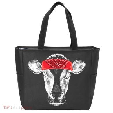 Hippie Cow Red Bandanna  Tote Bag