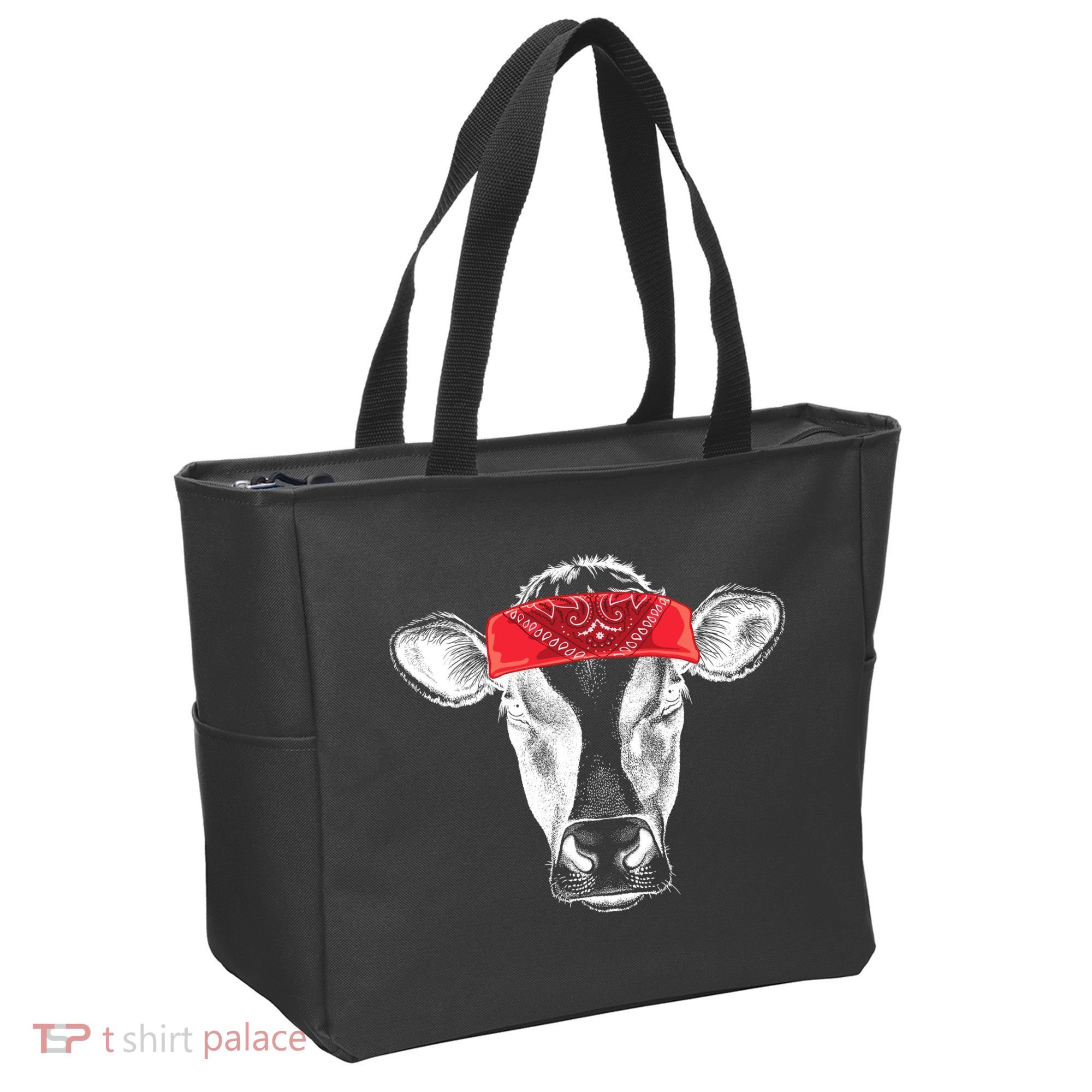 Hippie Cow Red Bandanna  Tote Bag