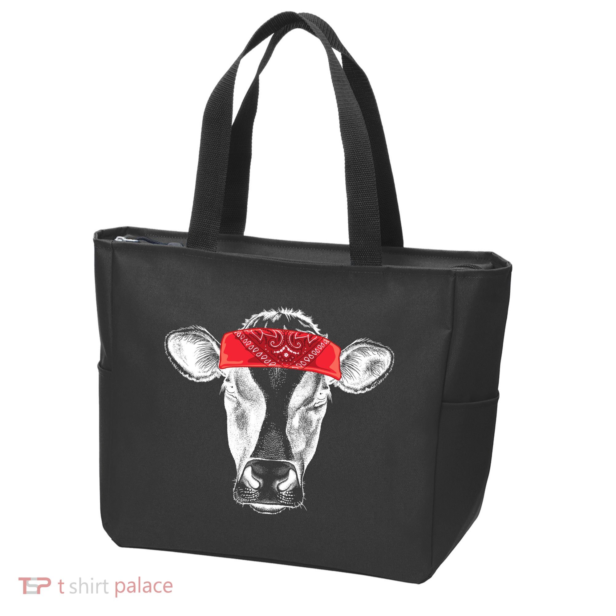 Hippie Cow Red Bandanna  Tote Bag