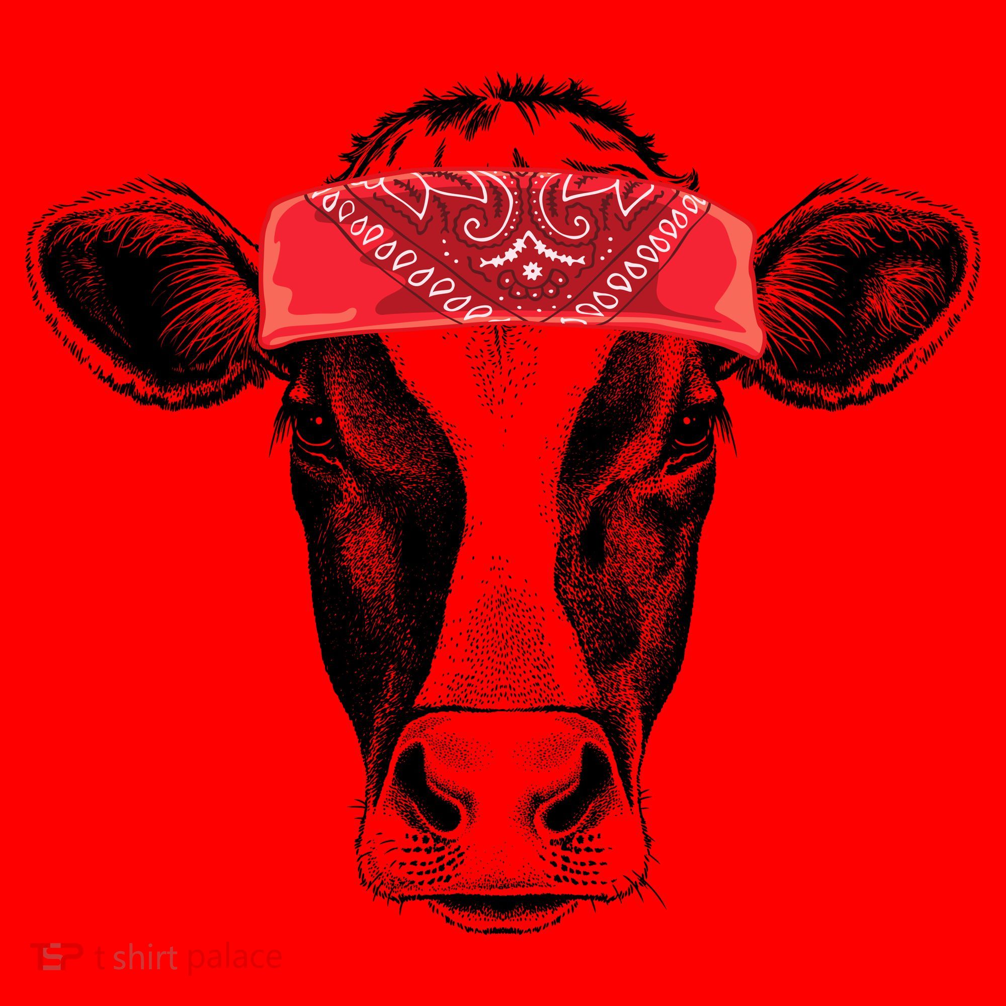 Hippie Cow Red Bandanna  Santa Hat