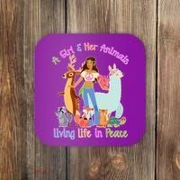 Hippie Girl And Her Animals Living Life Coaster thumb 0