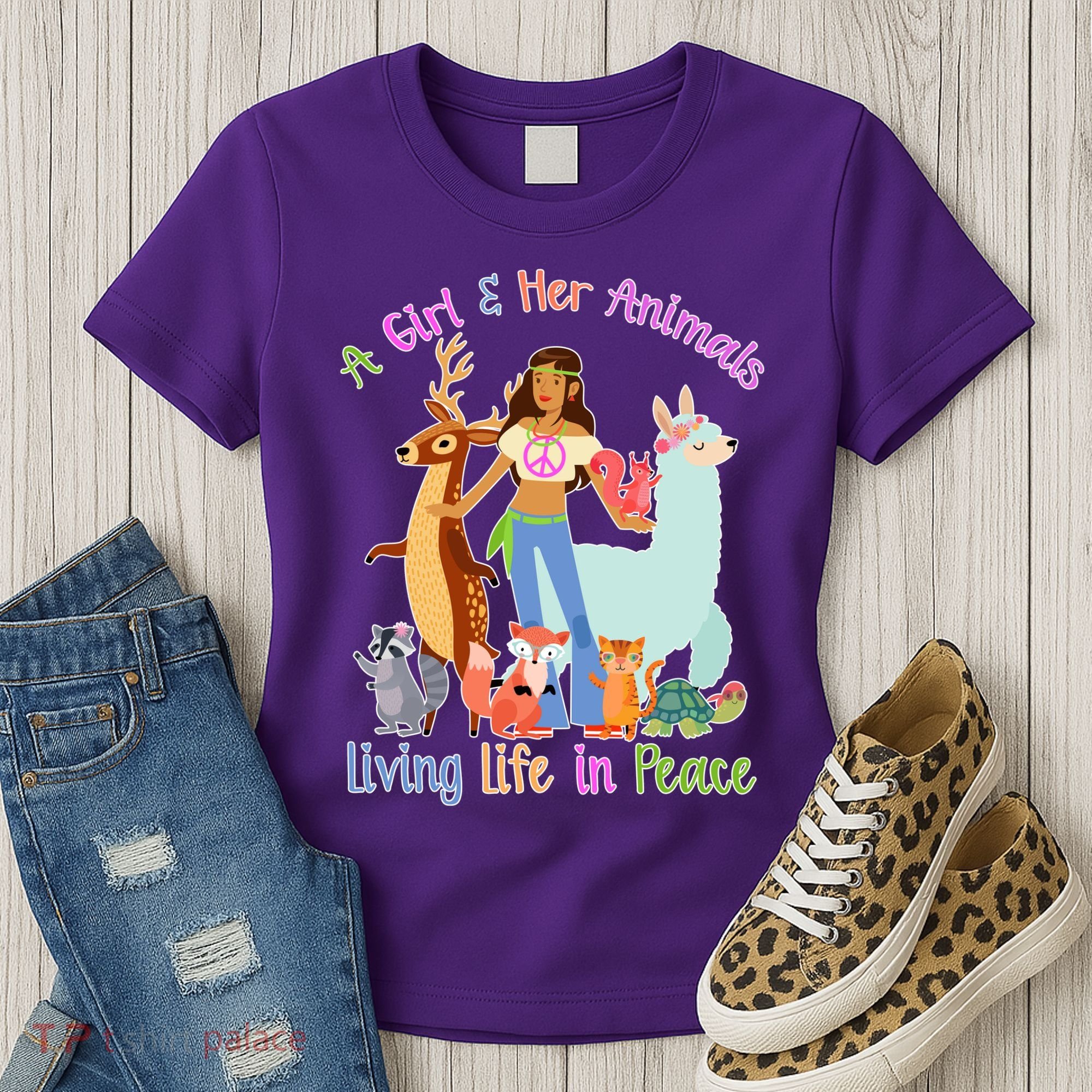 Hippie Girl And Her Animals Living Life Women's T-Shirt