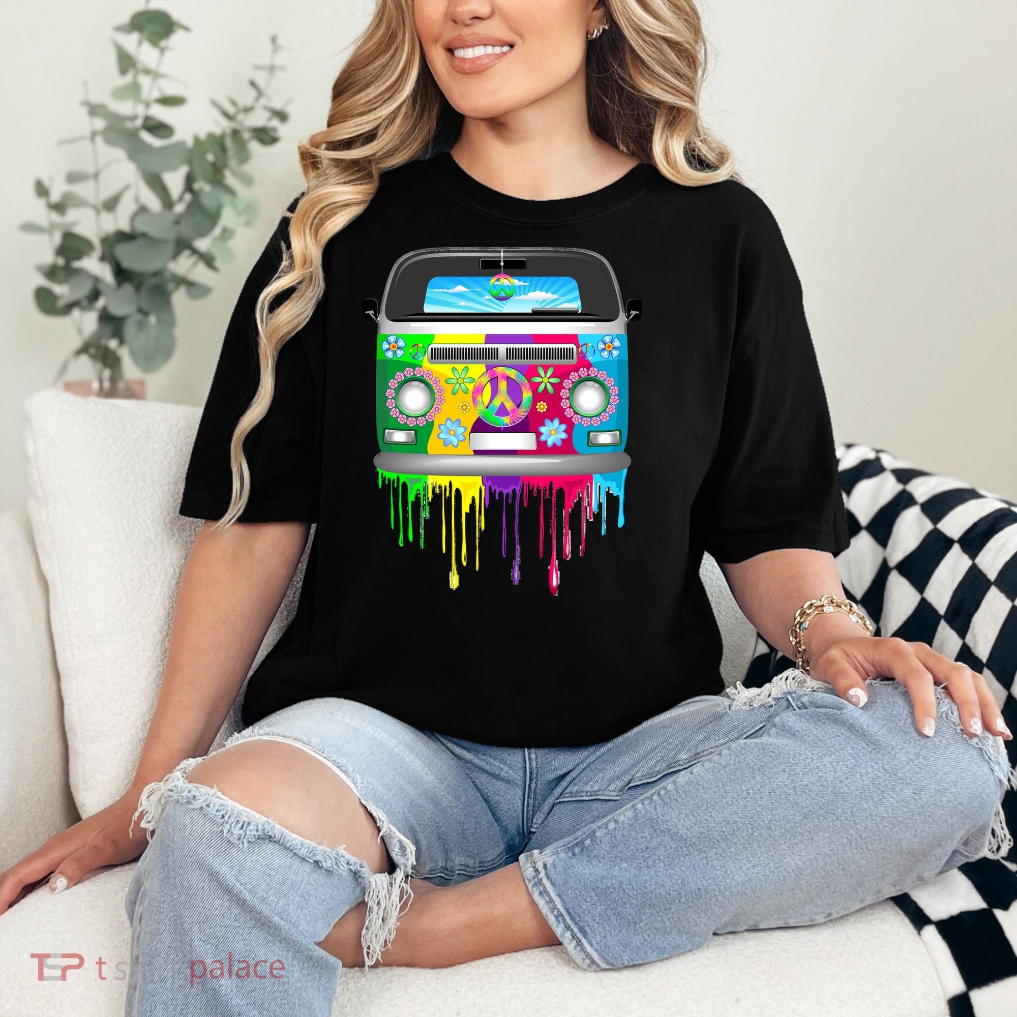 Hippie Van Dripping Rainbow Comfort Colors T-Shirt