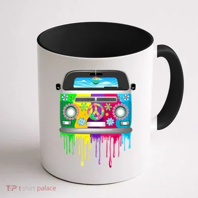 Hippie Van Dripping Rainbow Coffee Mug back