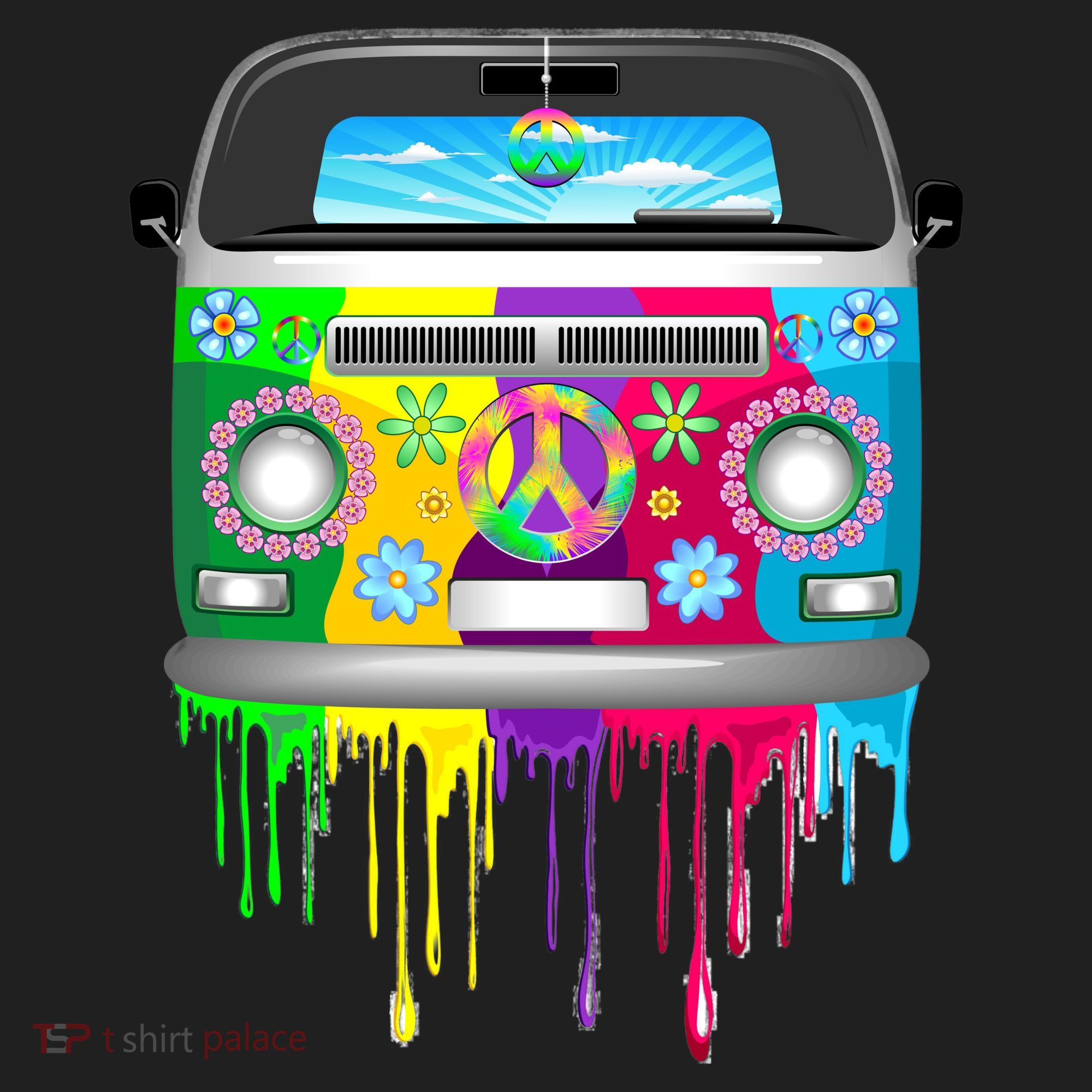 Hippie Van Dripping Rainbow Beanie