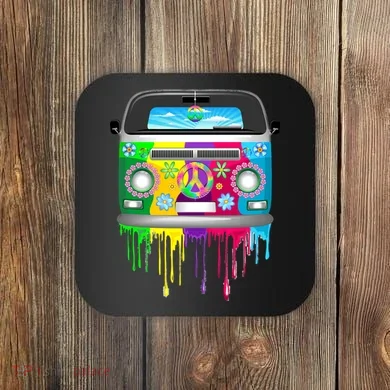 Hippie Van Dripping Rainbow Coaster