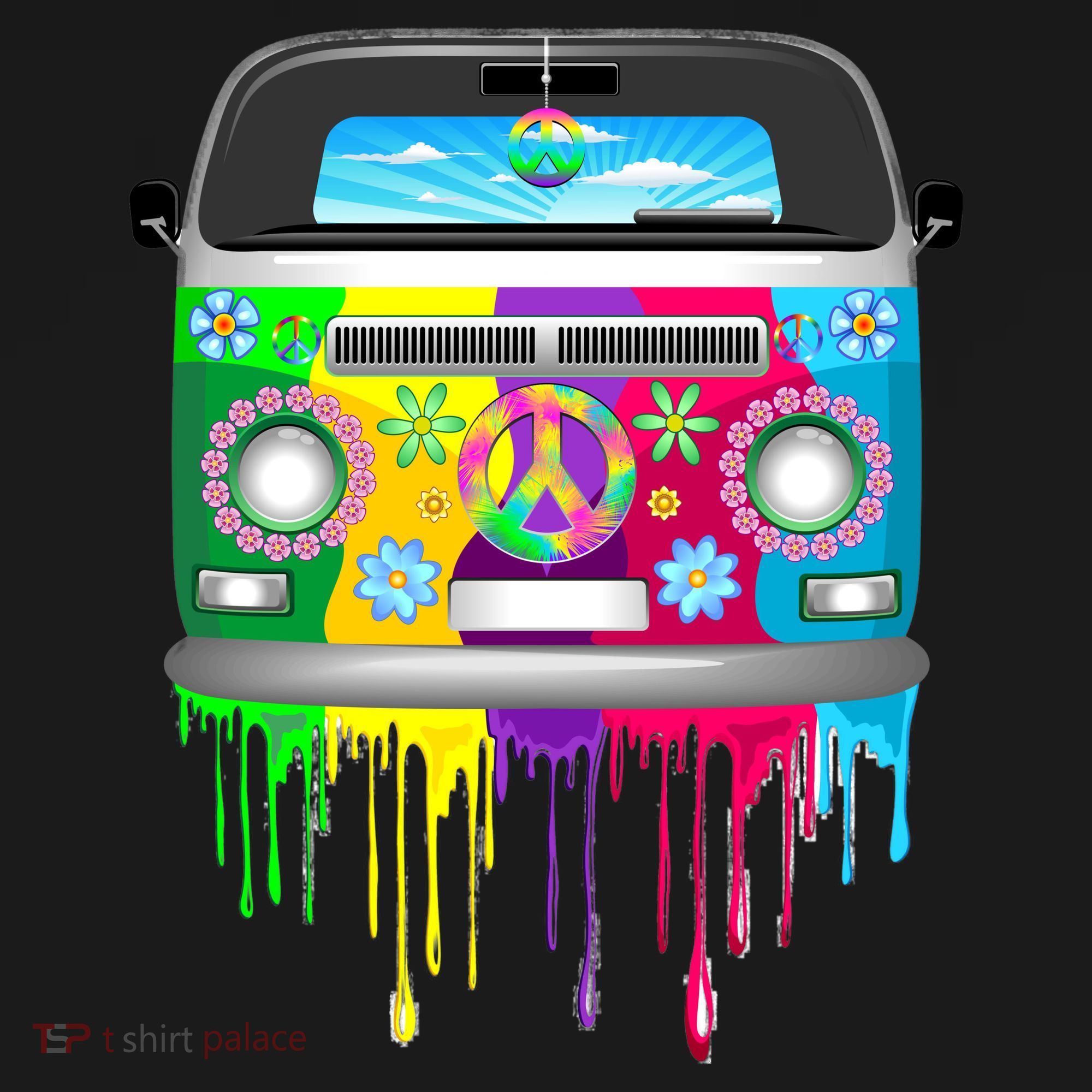Hippie Van Dripping Rainbow Polo