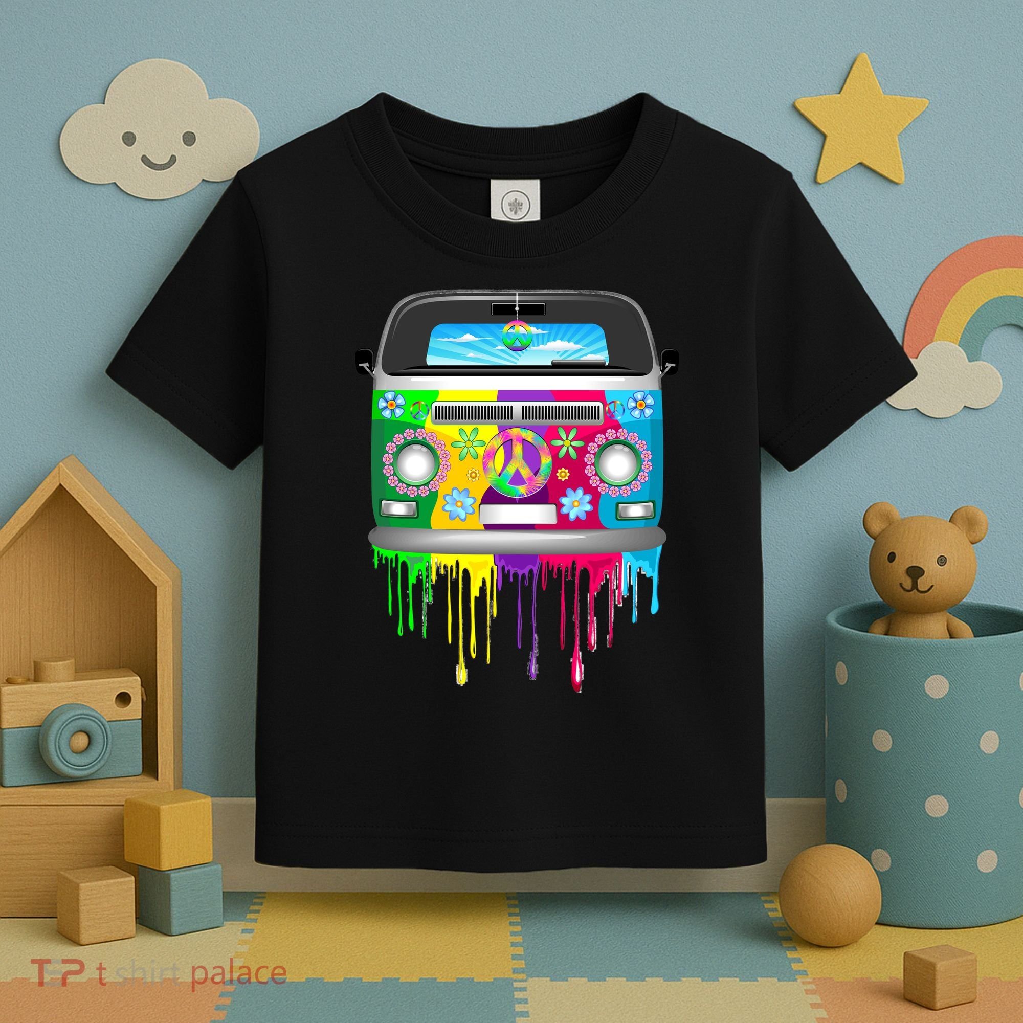 Hippie Van Dripping Rainbow Toddler T-Shirt