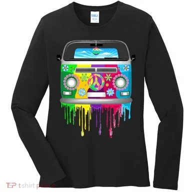 Hippie Van Dripping Rainbow Women's Long Sleeve Shirt