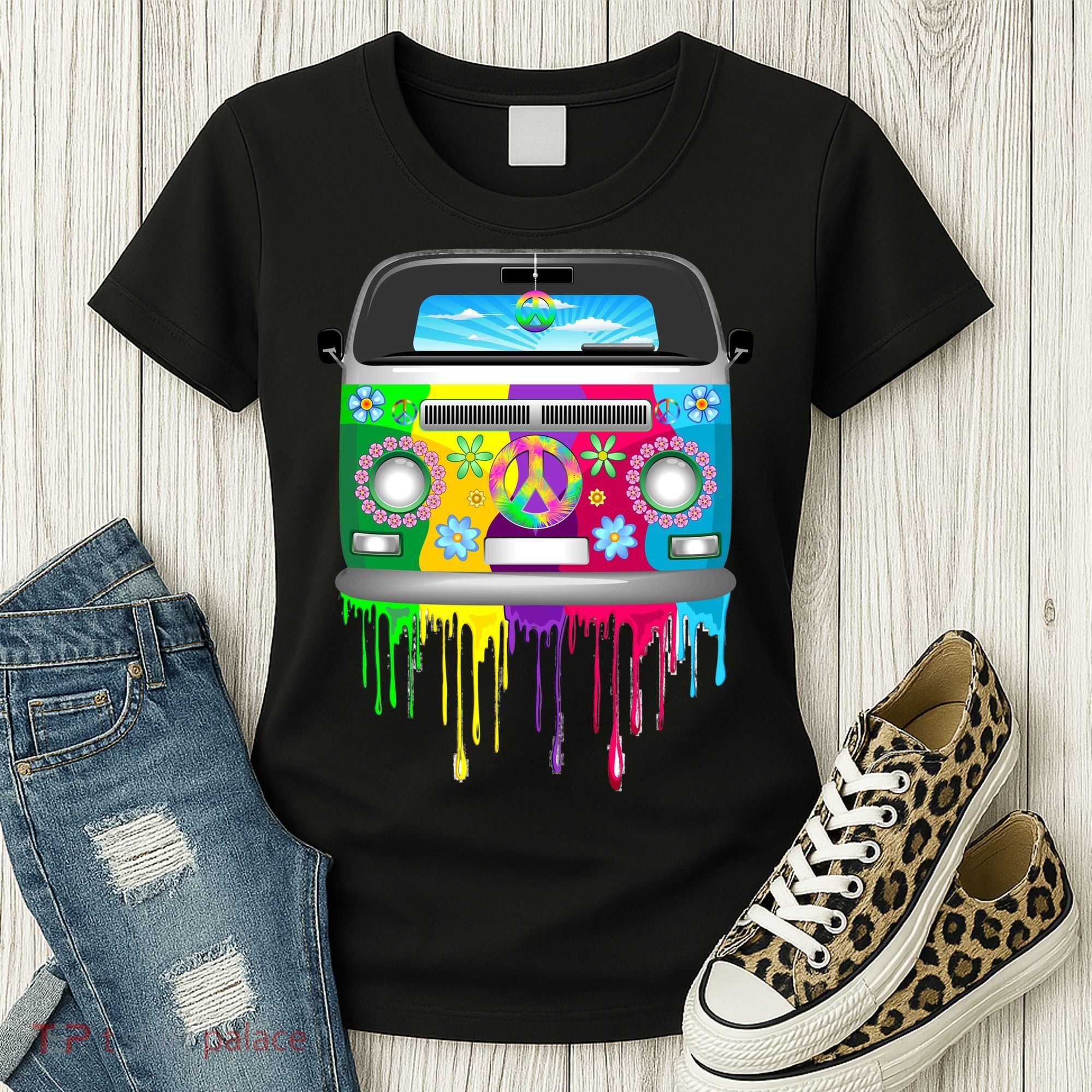 Hippie Van Dripping Rainbow Women's T-Shirt