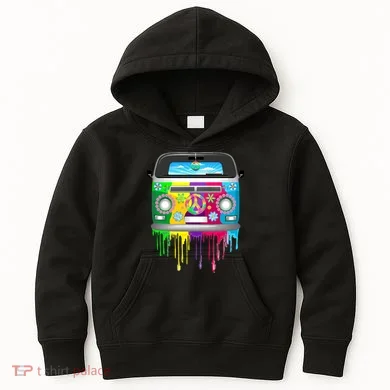 Hippie Van Dripping Rainbow Kids Hoodie