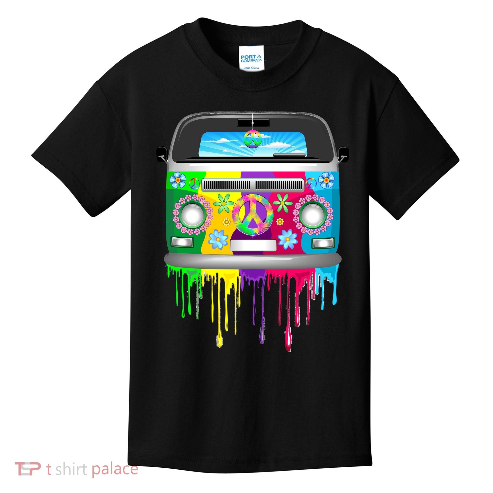 Hippie Van Dripping Rainbow Kids T-Shirt
